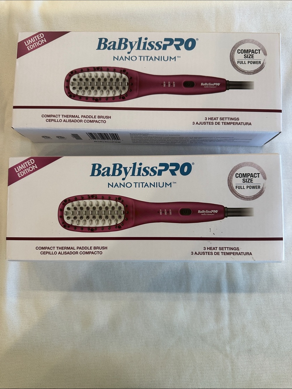 BaByliss Pink Nano Titanium Heated Straightening Paddle Brush - 2 Pack